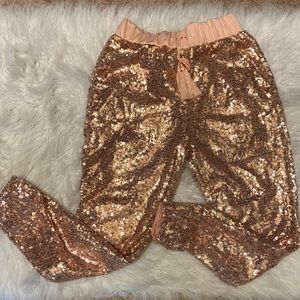 Rose gold sparkle joggers